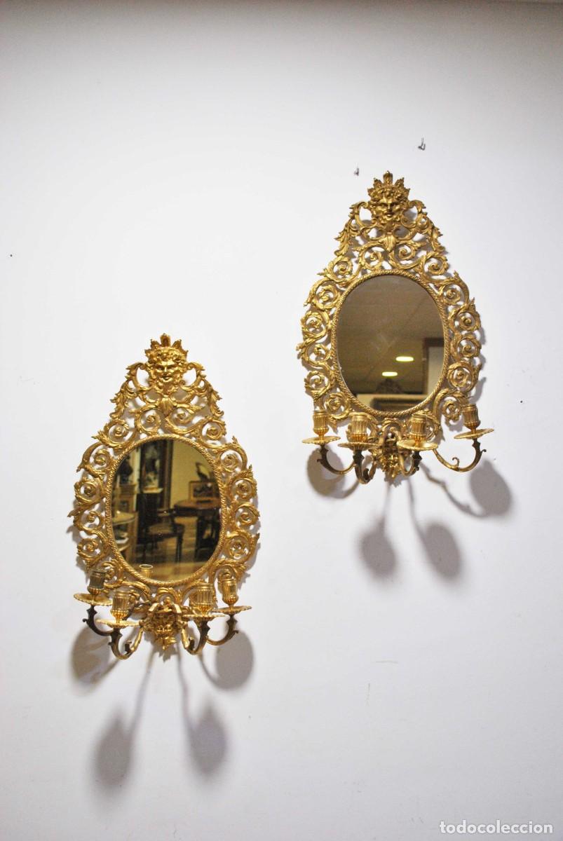 Antig&uuml;edades: APLIQUES DE PARED BRONCE DORADO - Foto 1