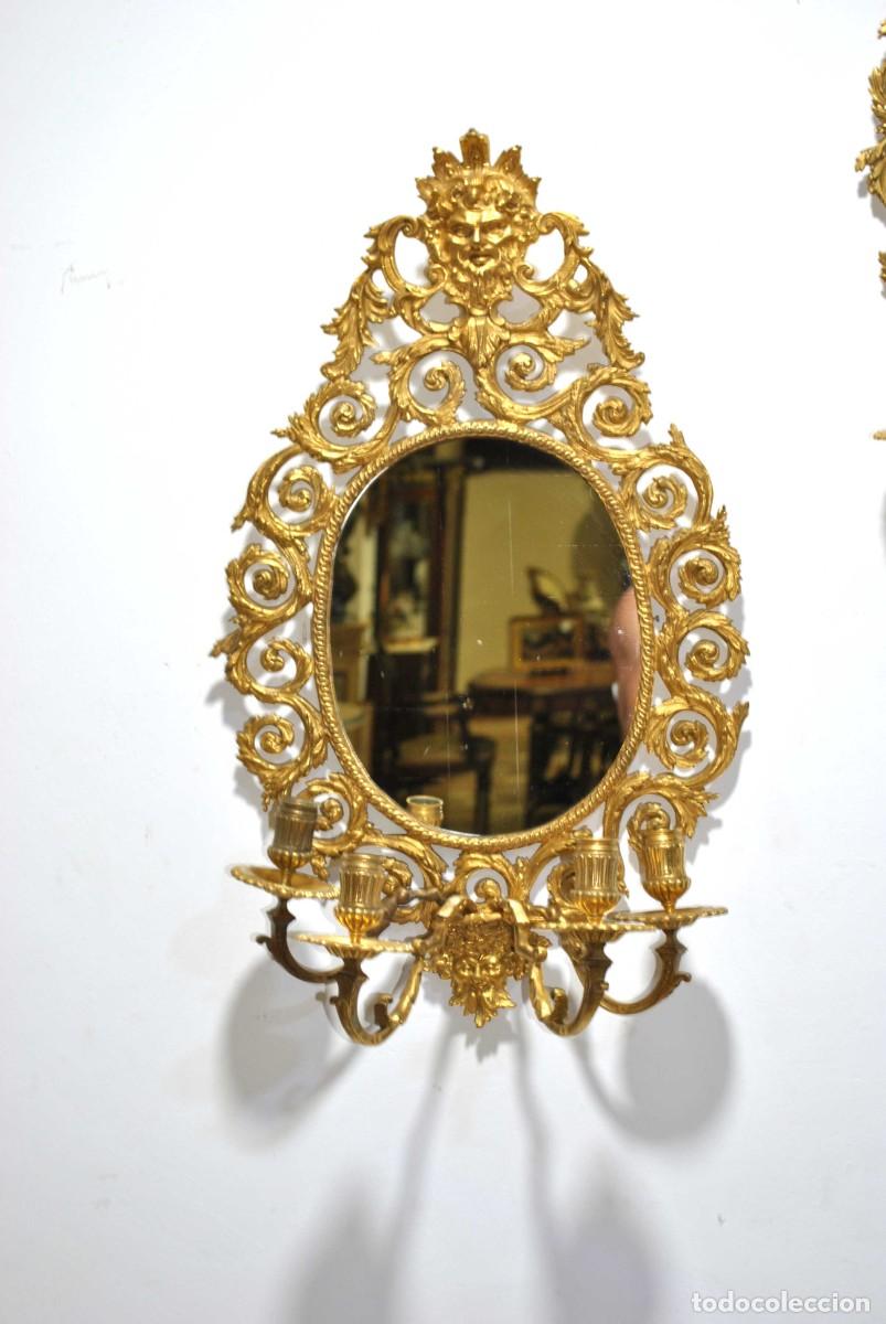 Antig&uuml;edades: APLIQUES DE PARED BRONCE DORADO - Foto 2