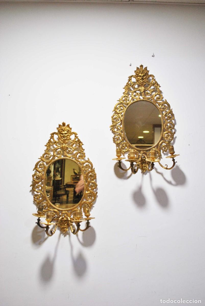 Antig&uuml;edades: APLIQUES DE PARED BRONCE DORADO - Foto 3