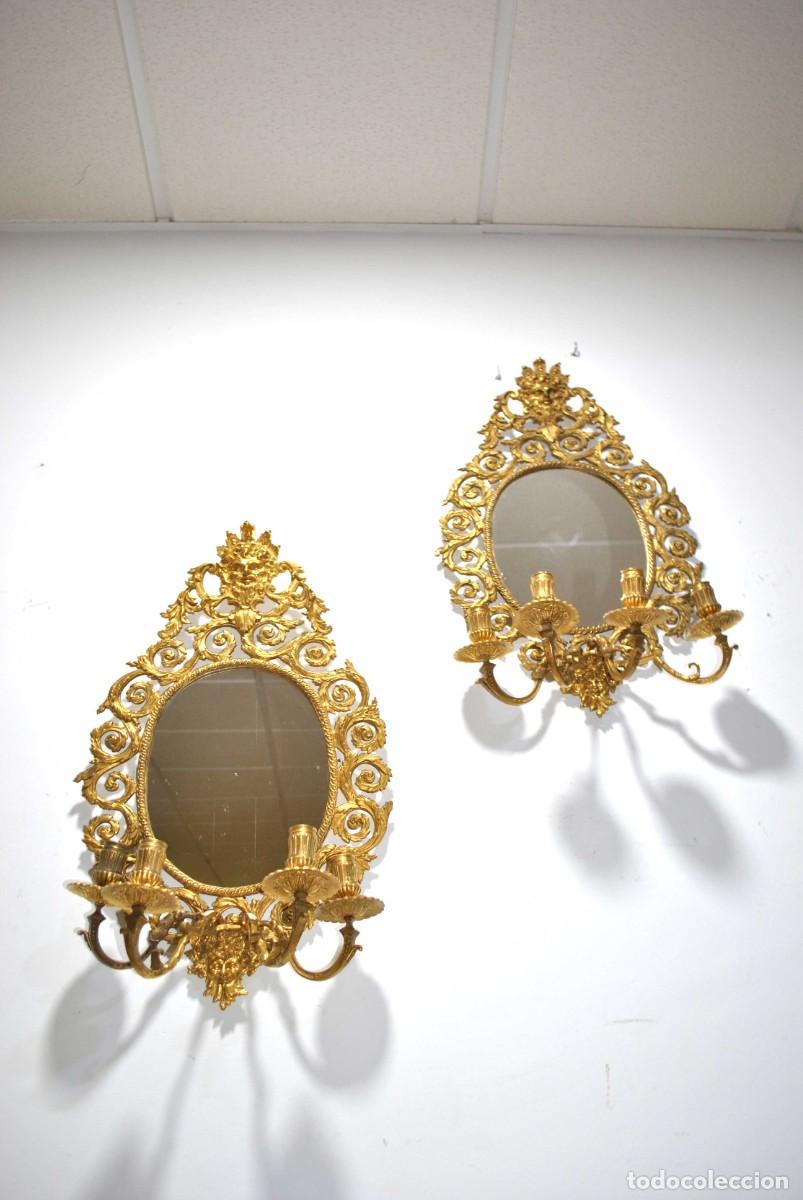 Antig&uuml;edades: APLIQUES DE PARED BRONCE DORADO - Foto 4
