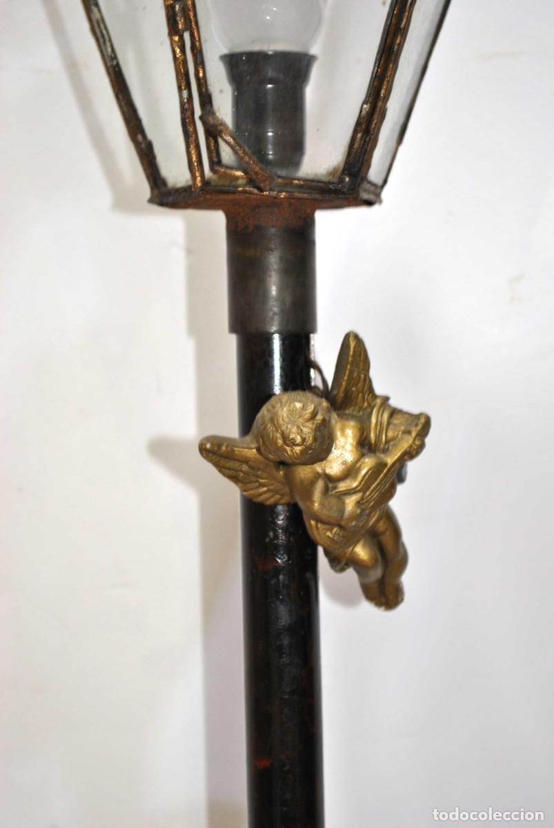 Antig&uuml;edades: FAROL DE PIE FIGURA ANGELITO - Foto 3