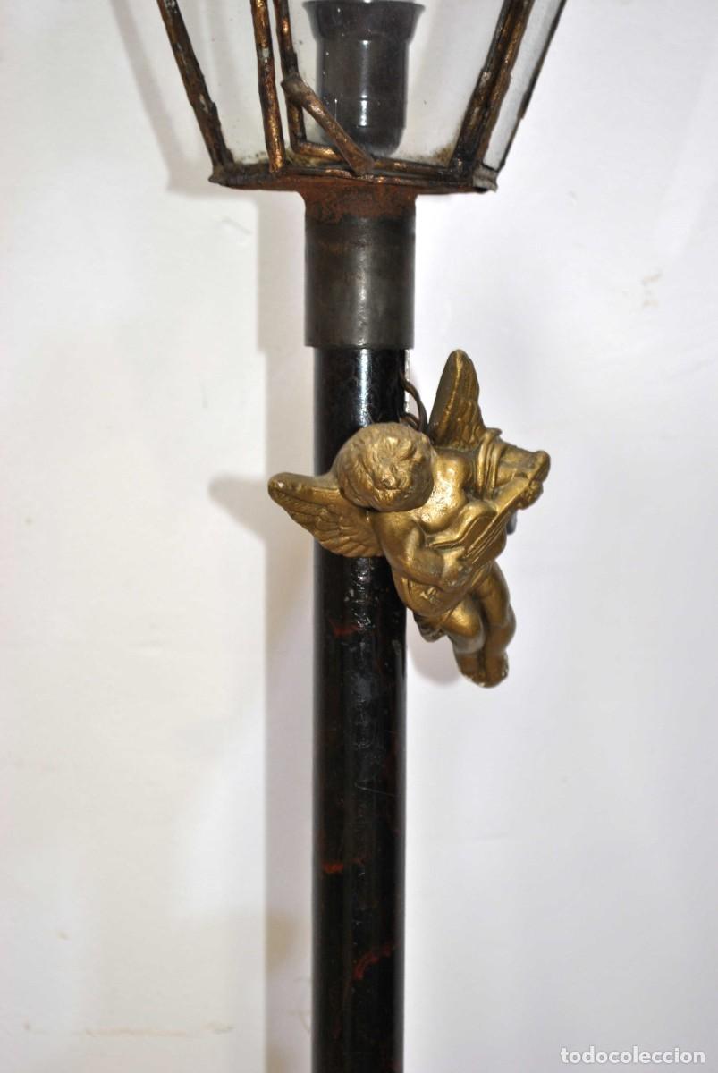 Antig&uuml;edades: FAROL DE PIE FIGURA ANGELITO - Foto 5