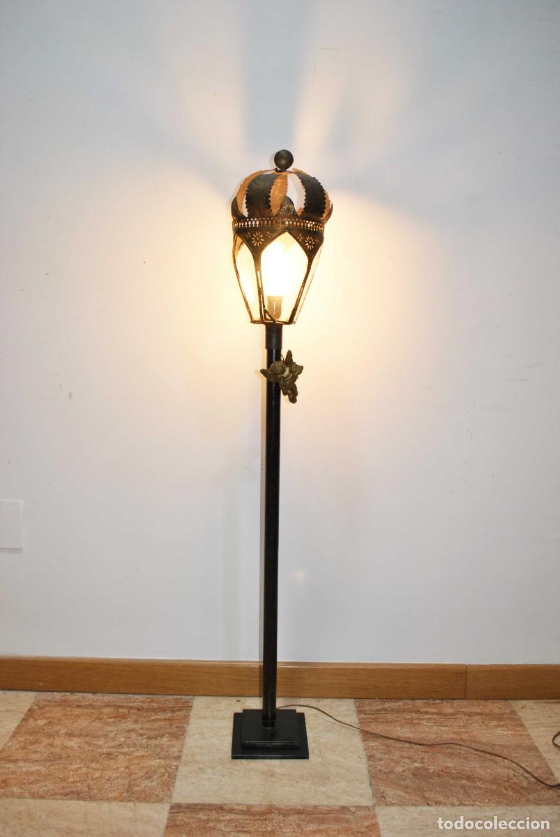 Antig&uuml;edades: FAROL DE PIE FIGURA ANGELITO - Foto 7
