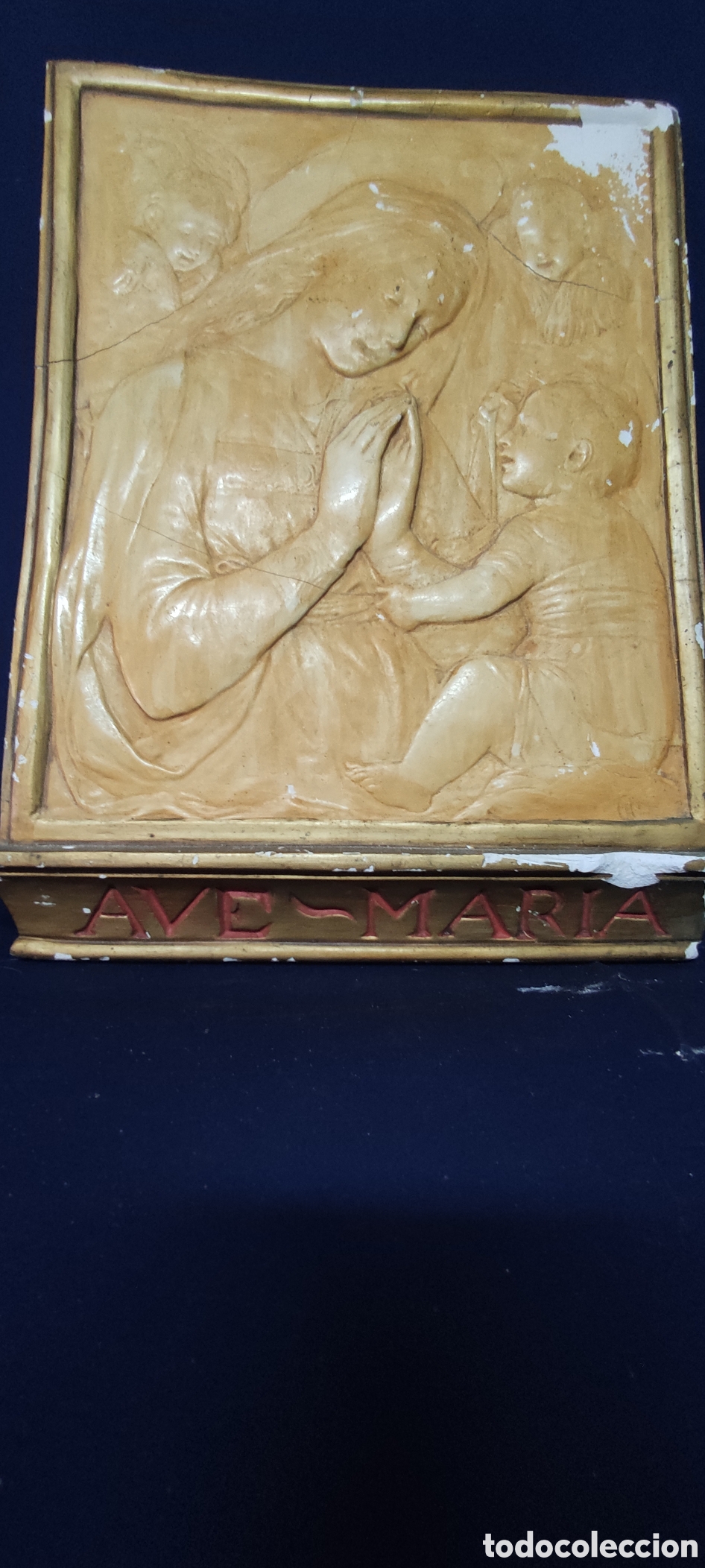 Antig&uuml;edades: Cuadro, Relieve en escayola Virgen - Foto 2