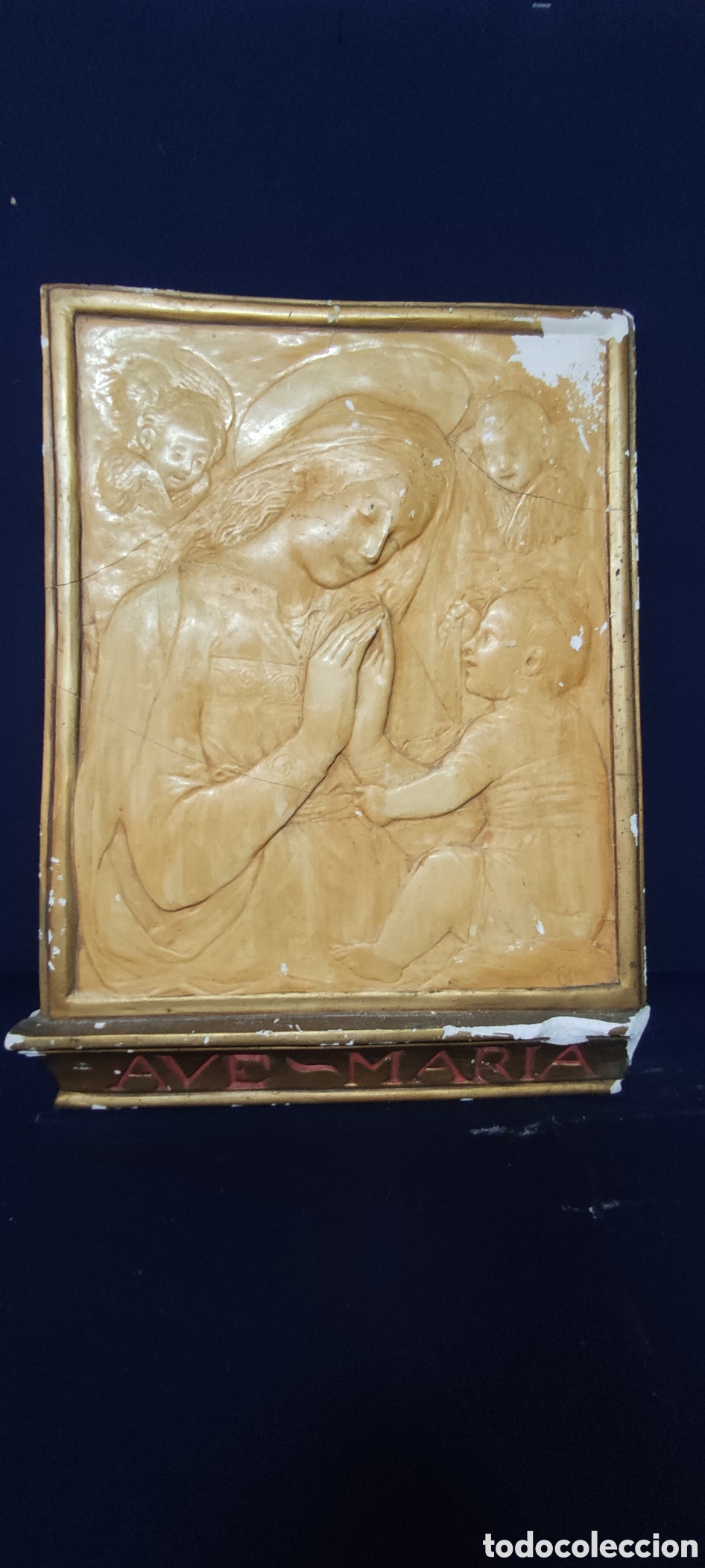 Antig&uuml;edades: Cuadro, Relieve en escayola Virgen - Foto 7