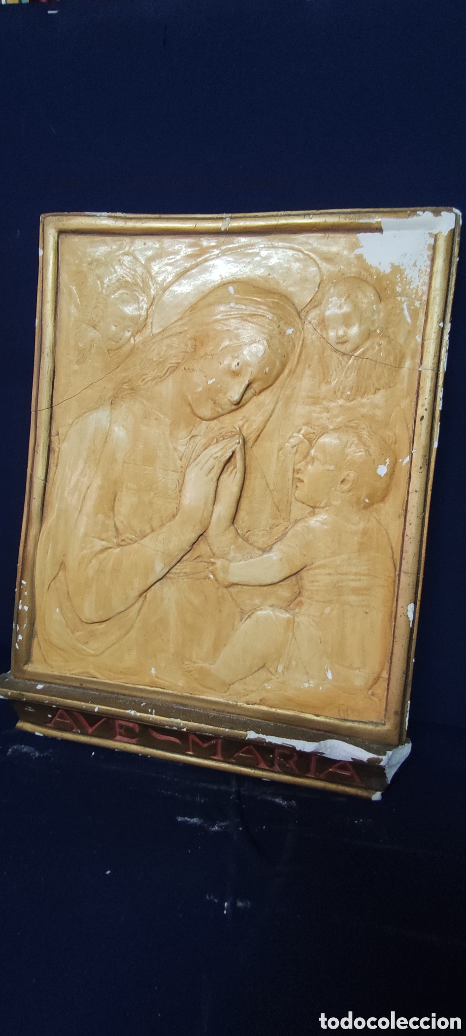 Antig&uuml;edades: Cuadro, Relieve en escayola Virgen - Foto 8