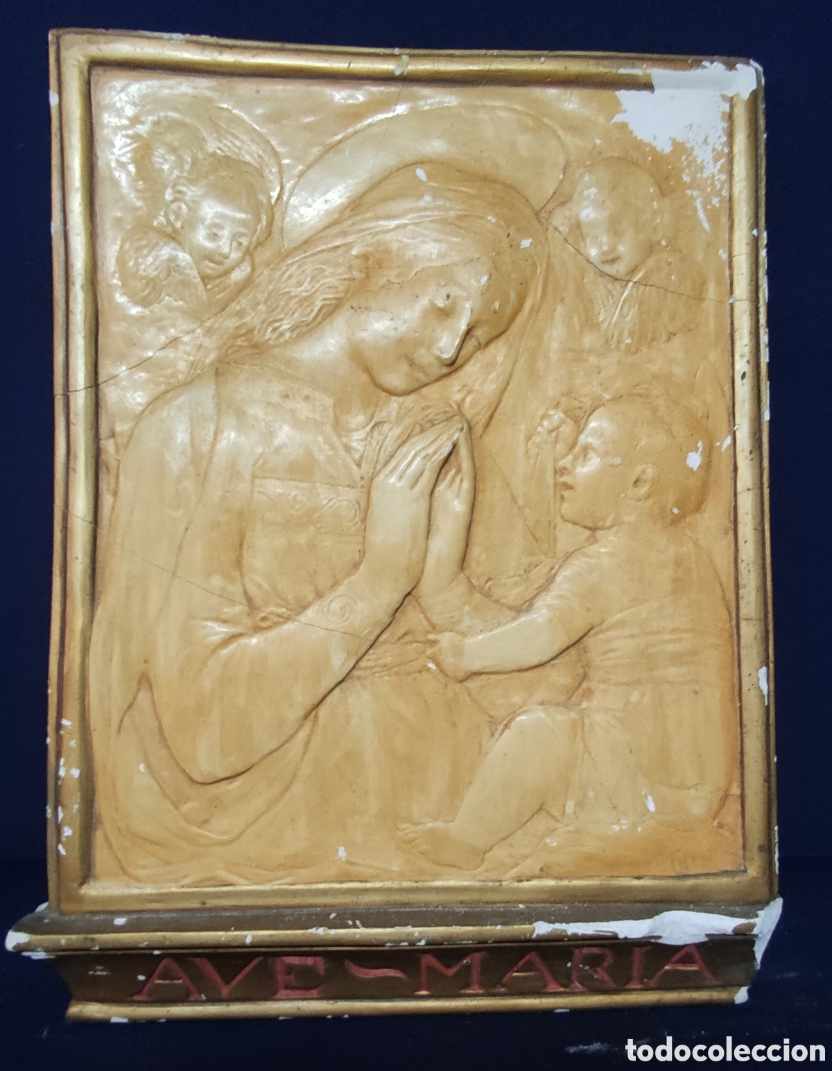 Antig&uuml;edades: Cuadro, Relieve en escayola Virgen - Foto 1
