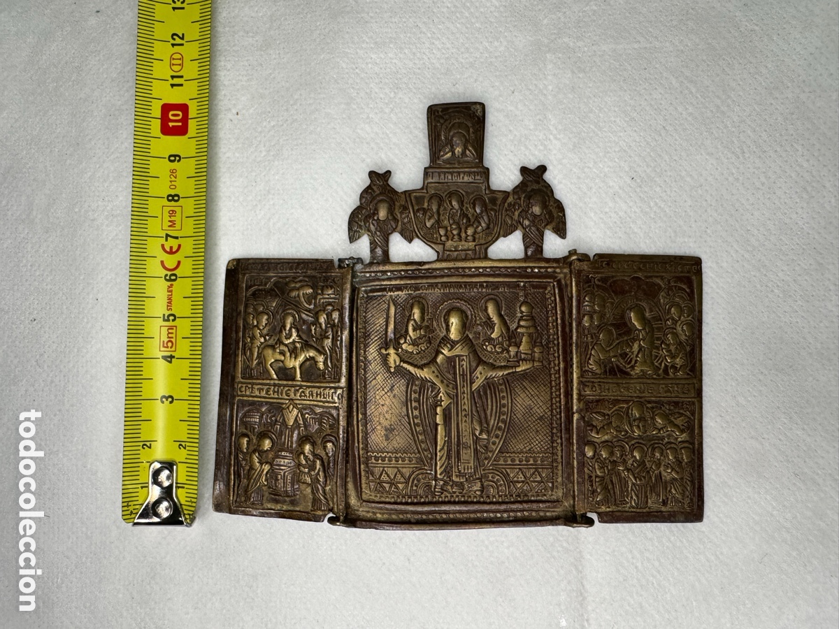 Antig&uuml;edades: Antiguo tr&iacute;ptico en bronce labrado - Foto 6