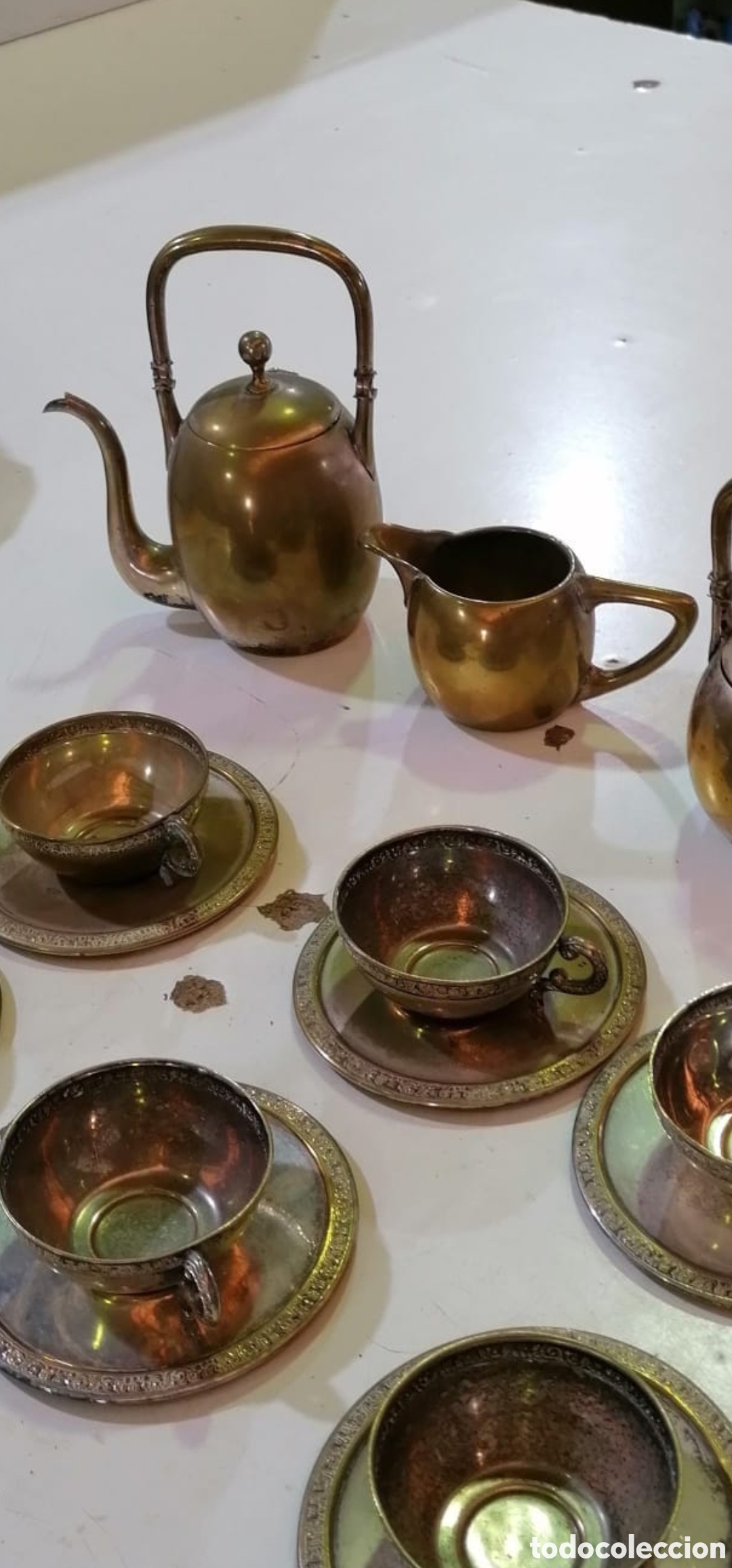 Antig&uuml;edades: Juego de caf&eacute; met&aacute;lico. - Foto 2