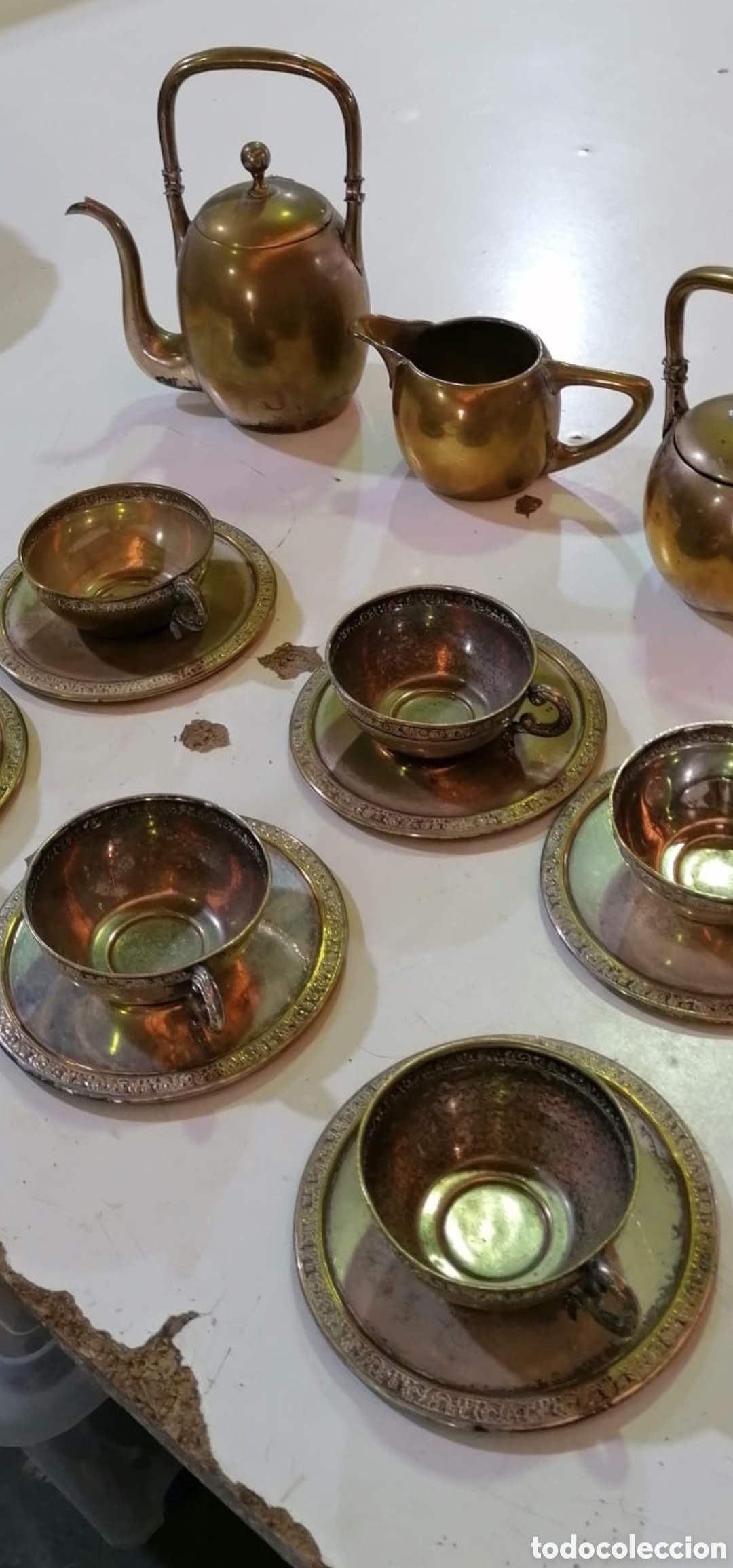 Antig&uuml;edades: Juego de caf&eacute; met&aacute;lico. - Foto 5