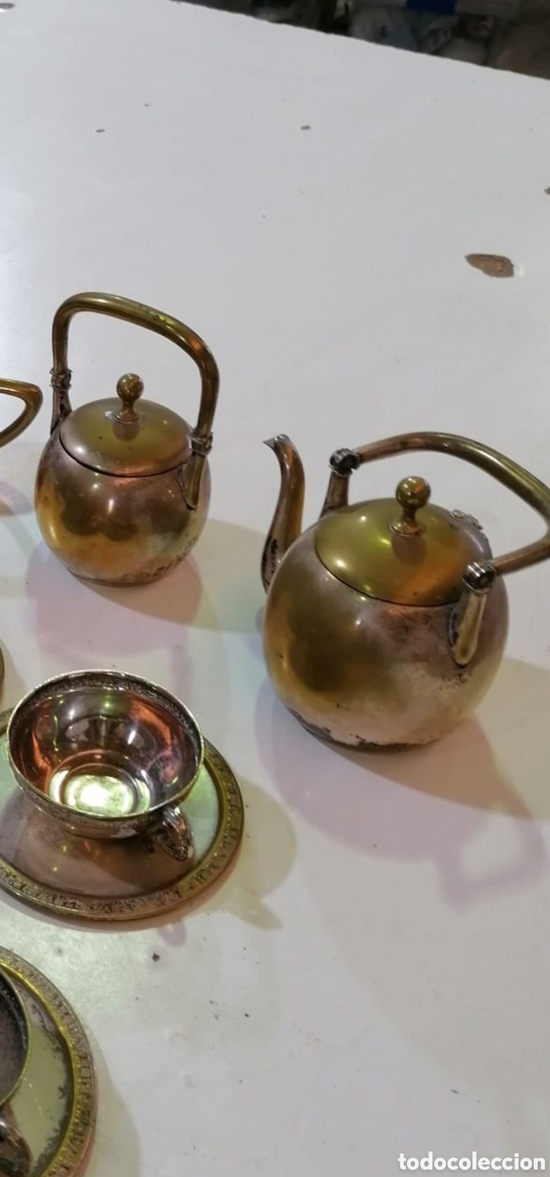 Antig&uuml;edades: Juego de caf&eacute; met&aacute;lico. - Foto 6