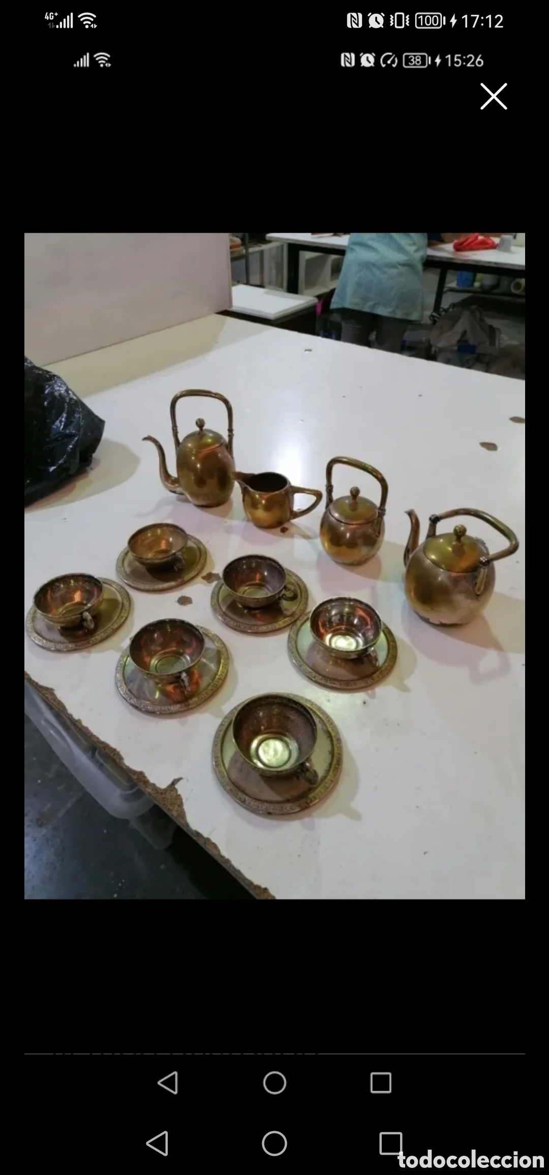 Antig&uuml;edades: Juego de caf&eacute; met&aacute;lico. - Foto 1