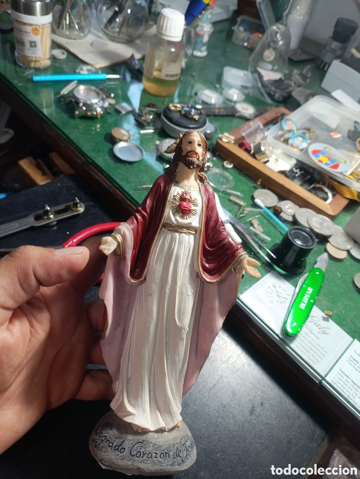 Antiques: Est&agrave;tua coraz&oacute;n de Jes&uacute;s escayola