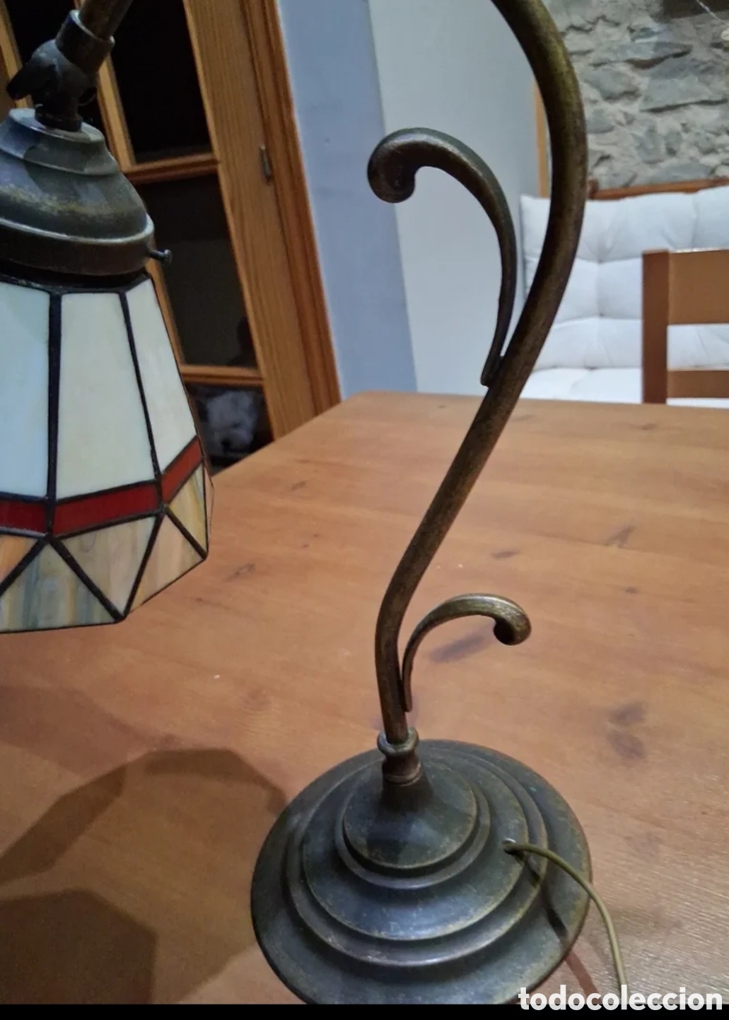 Antig&uuml;edades: L&aacute;mpara vintage de pie de bronce - Foto 2