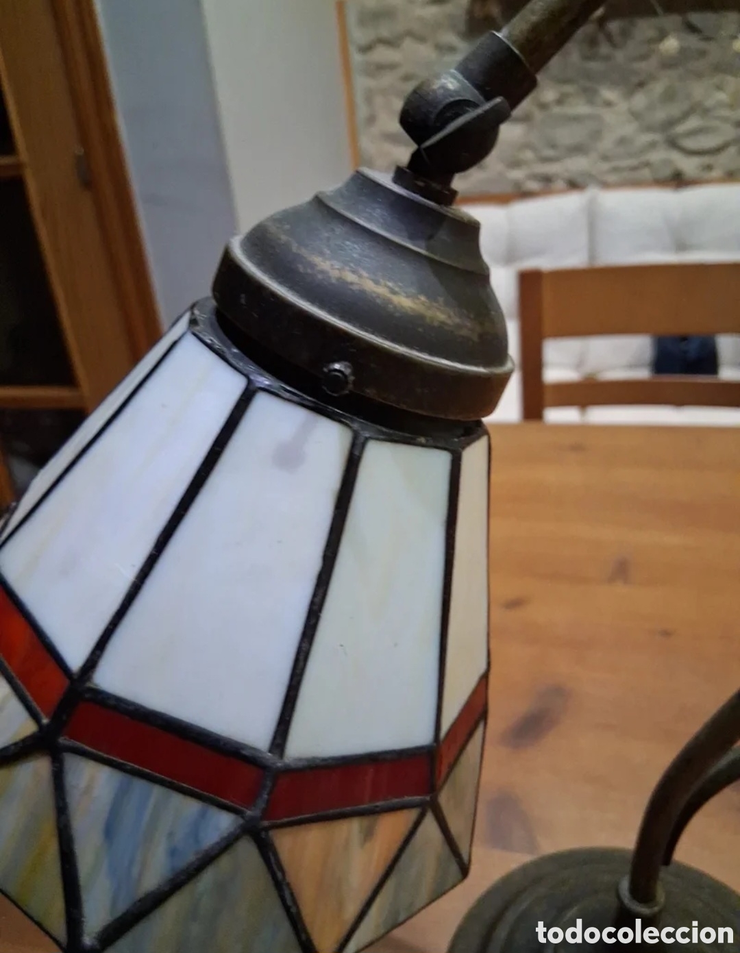 Antig&uuml;edades: L&aacute;mpara vintage de pie de bronce - Foto 4
