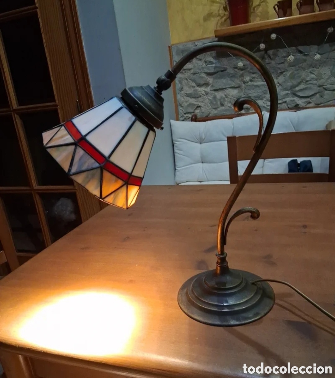 Antig&uuml;edades: L&aacute;mpara vintage de pie de bronce - Foto 7