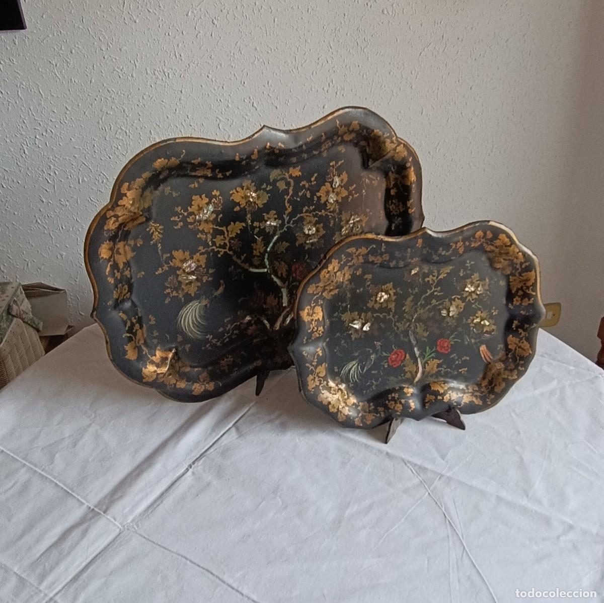Antig&uuml;edades: Bandejas con incrustaciones en nacar - Foto 2