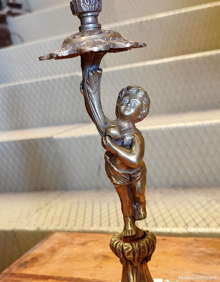 Antig&uuml;edades: Quinque de bronce con ni&ntilde;o - Foto 2