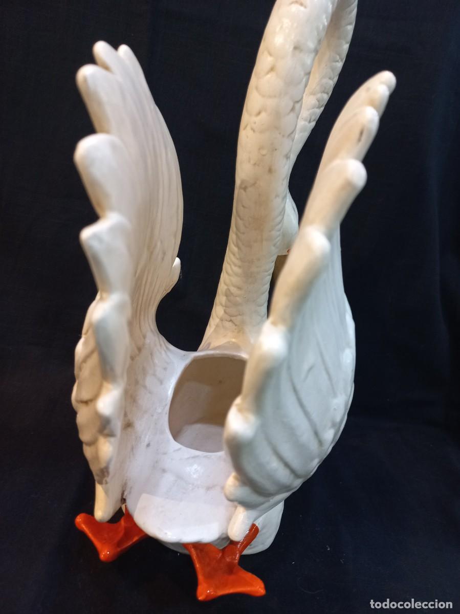 Antig&uuml;edades: CENTRO CISNE (37cm) cer&aacute;mica &uml;RUBERT&uml; blanco - Foto 4