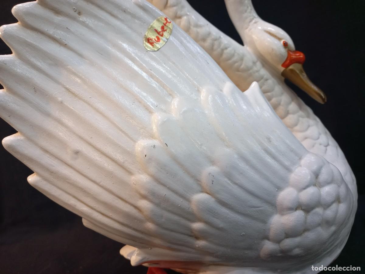 Antig&uuml;edades: CENTRO CISNE (37cm) cer&aacute;mica &uml;RUBERT&uml; blanco - Foto 6