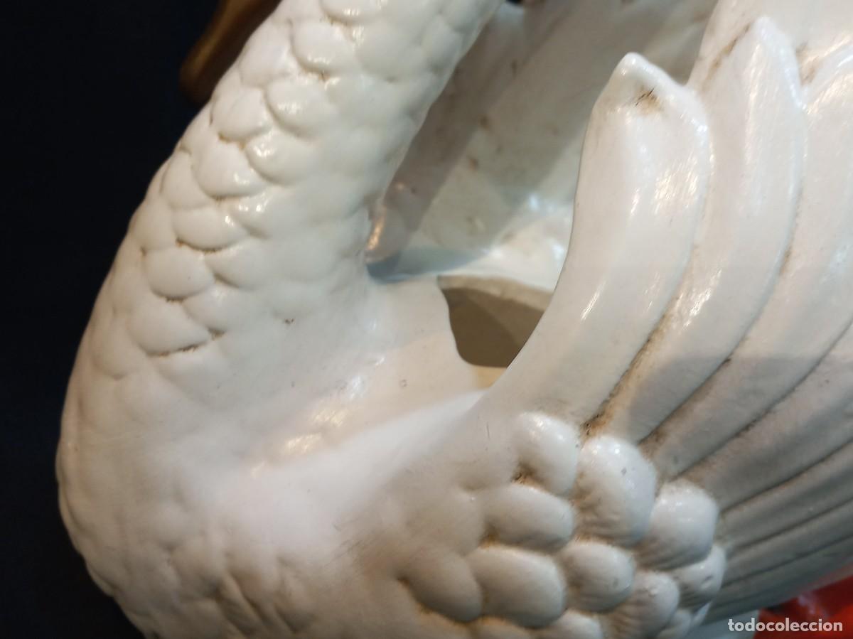 Antig&uuml;edades: CENTRO CISNE (37cm) cer&aacute;mica &uml;RUBERT&uml; blanco - Foto 7