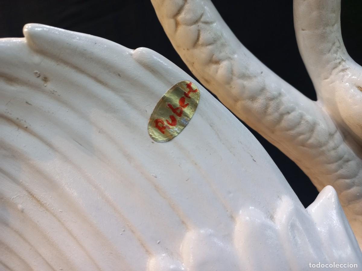 Antig&uuml;edades: CENTRO CISNE (37cm) cer&aacute;mica &uml;RUBERT&uml; blanco - Foto 10