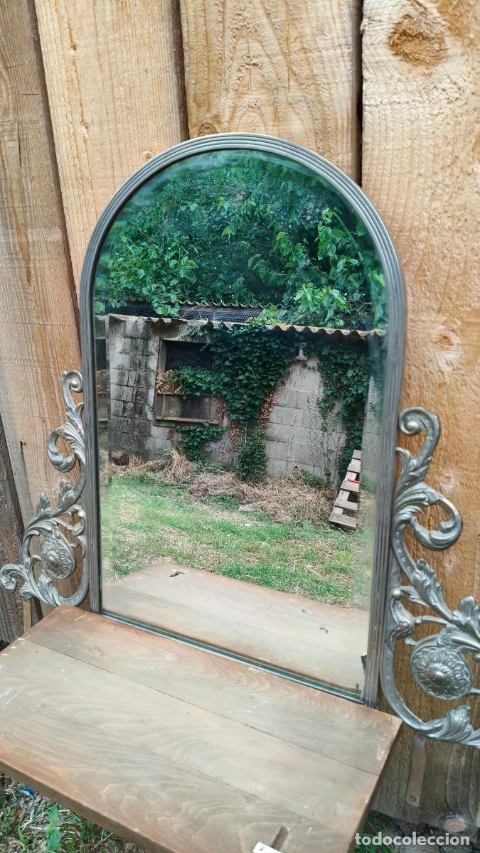 Antig&uuml;edades: Miroir fer forg&eacute; glace biseaut&eacute; 1900 - Foto 1