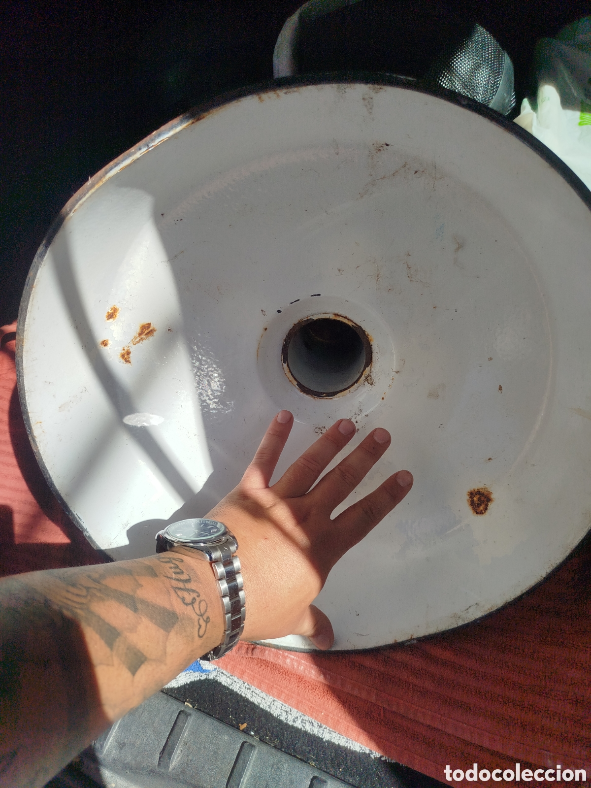 Antig&uuml;edades: Antigua l&aacute;mpara de chapa - Foto 3