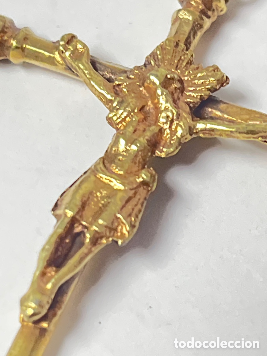Antig&uuml;edades: Crucifijo de plata chapada de oro /C424 - Foto 2