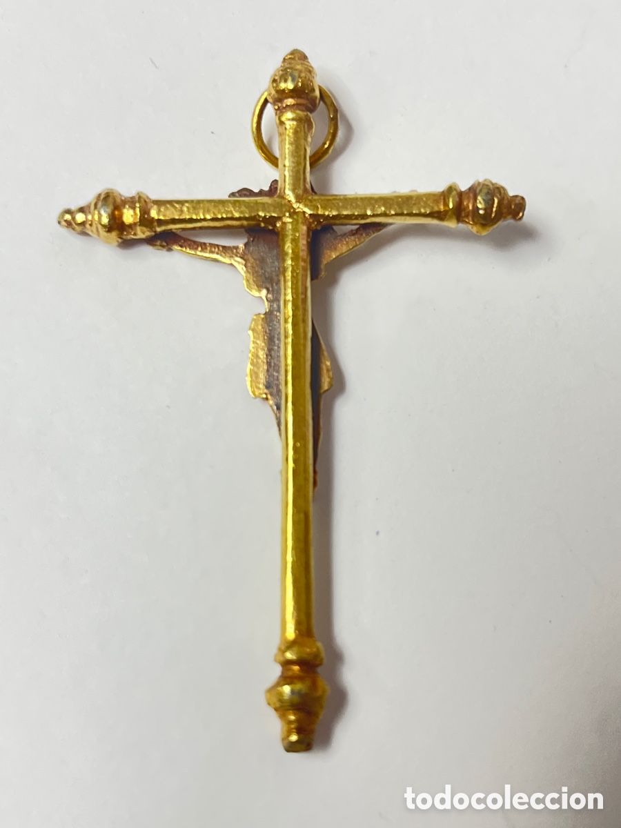 Antig&uuml;edades: Crucifijo de plata chapada de oro /C424 - Foto 6