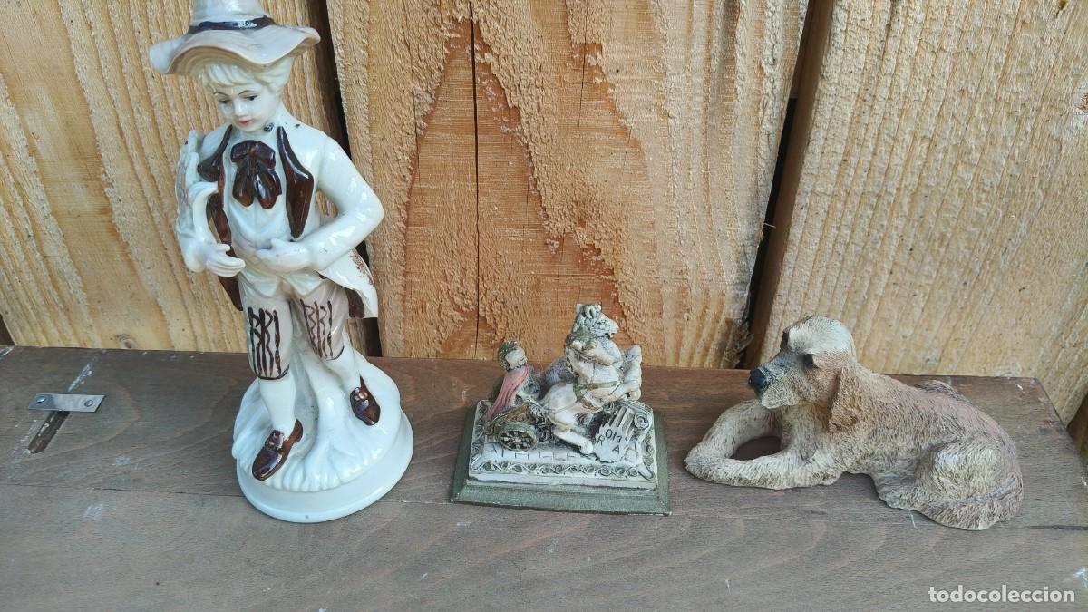 Antig&uuml;edades: 3 statuette porcelaine c&eacute;ramique et pierre