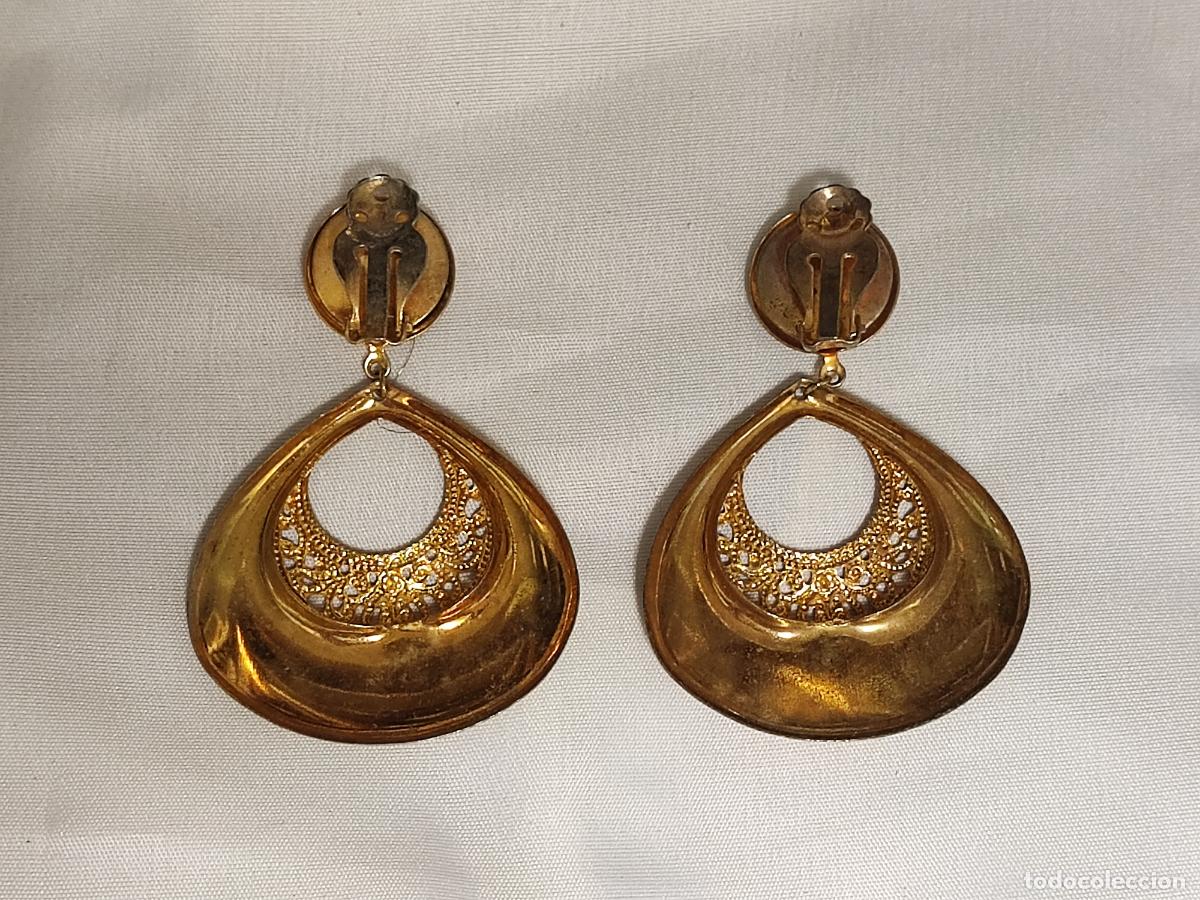 Antig&uuml;edades: PENDIENTES METAL DORADO - Foto 2