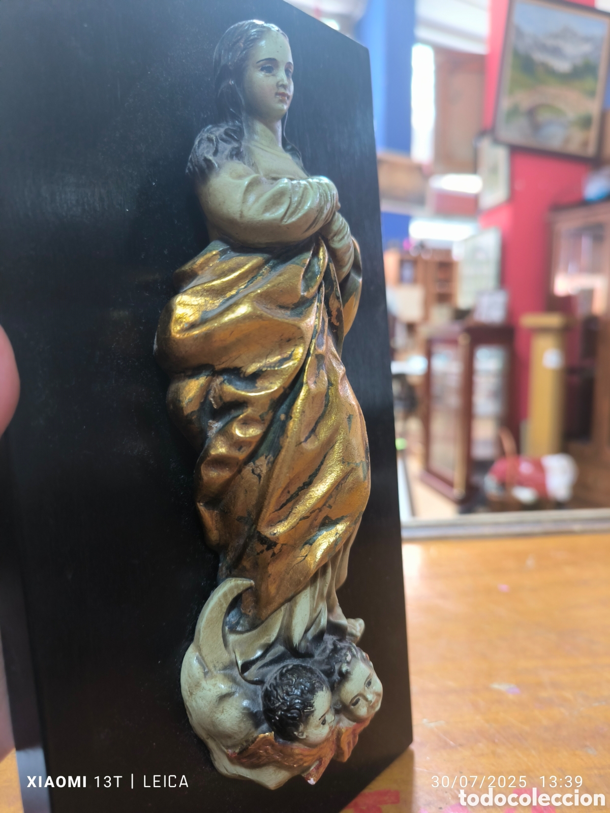Antig&uuml;edades: Figura religiosa . Estuco sobre madera - Foto 4