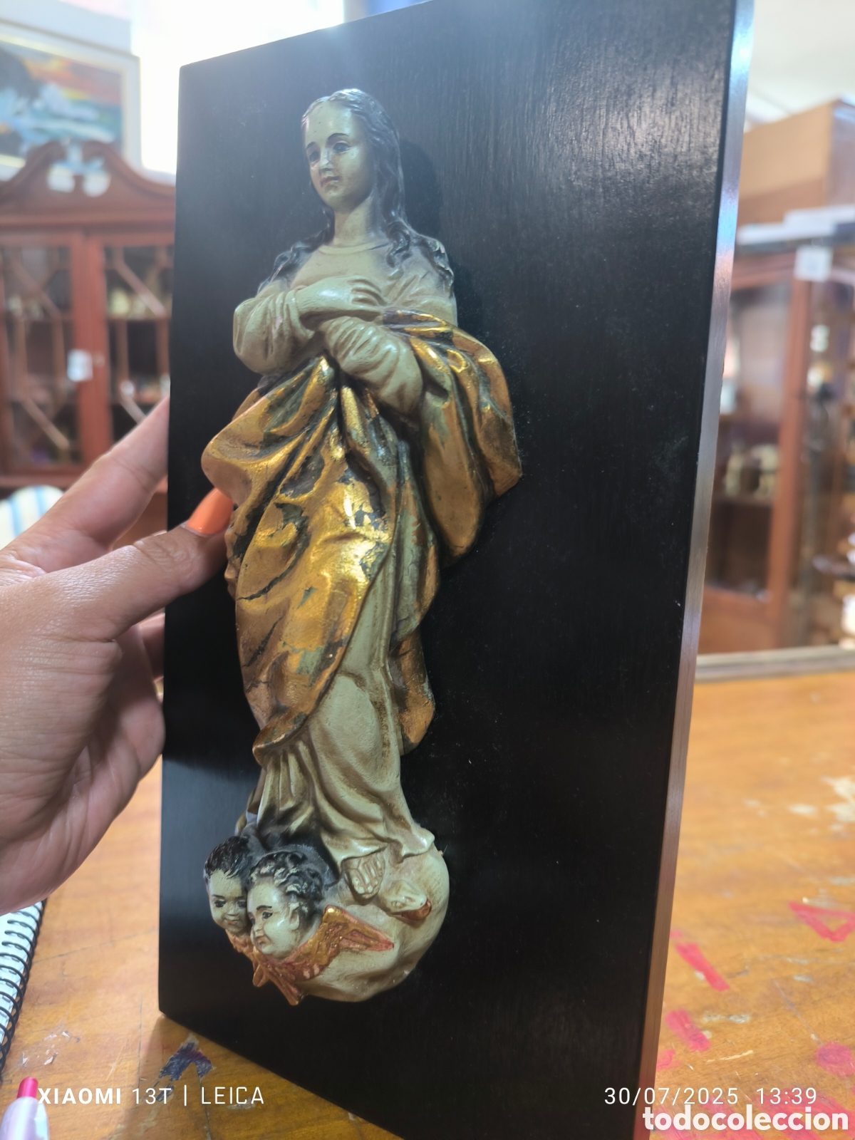 Antig&uuml;edades: Figura religiosa . Estuco sobre madera - Foto 5