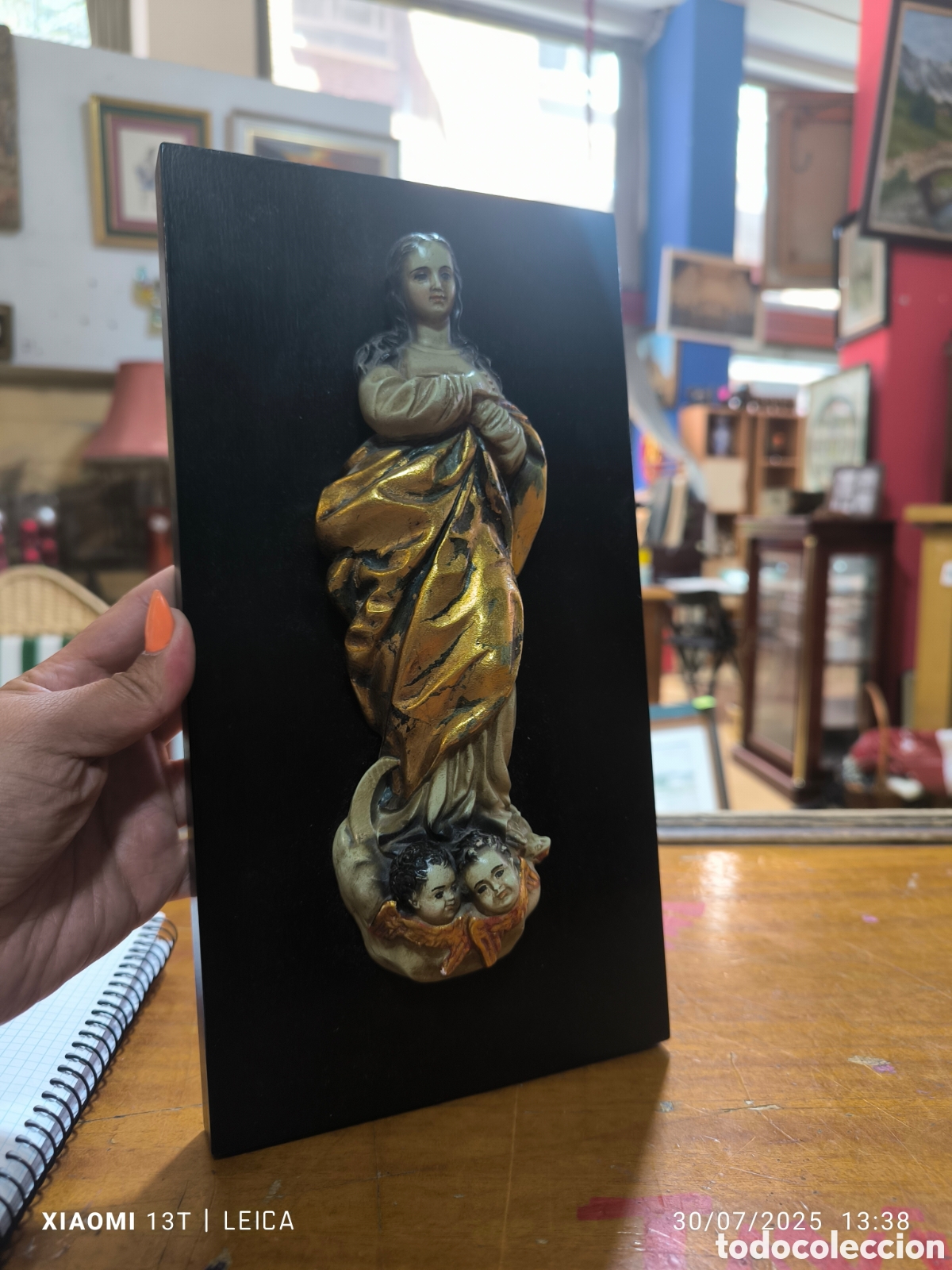 Antig&uuml;edades: Figura religiosa . Estuco sobre madera - Foto 1