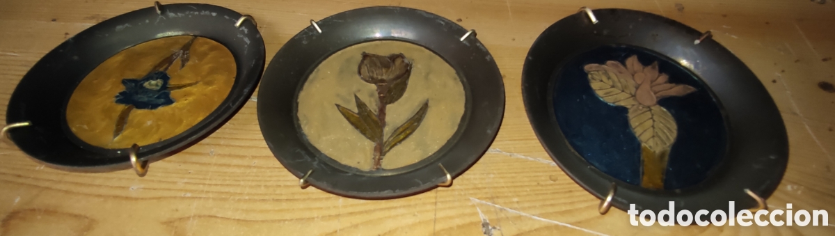Antig&uuml;edades: Platitos de bronce esmaltados - Foto 3