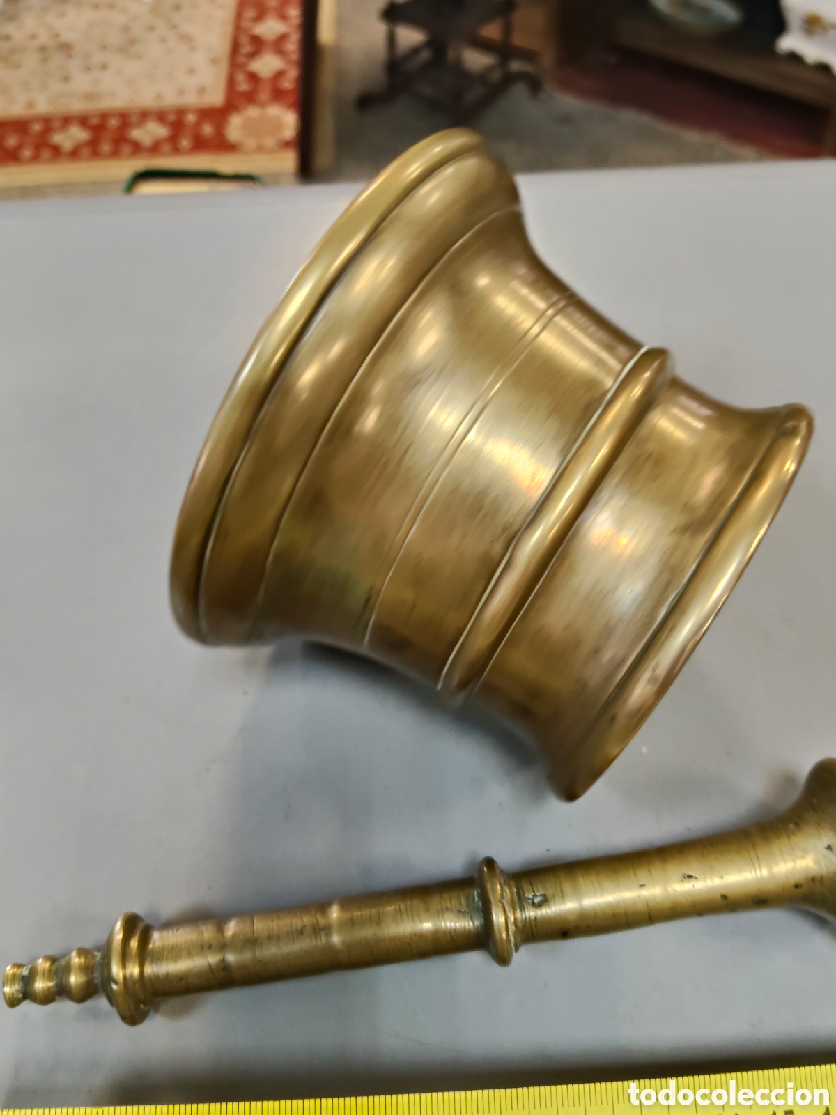 Antig&uuml;edades: Gran almirez de bronce muy pesado - Foto 4