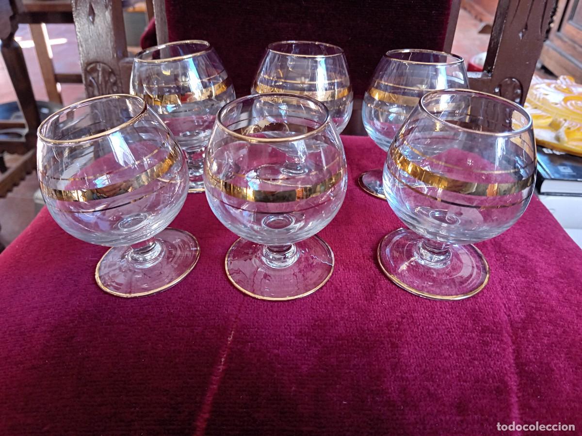 Antig&uuml;edades: 6 copas de co&ntilde;ac o brandy d&eacute;cada de los 50/60 - Foto 1
