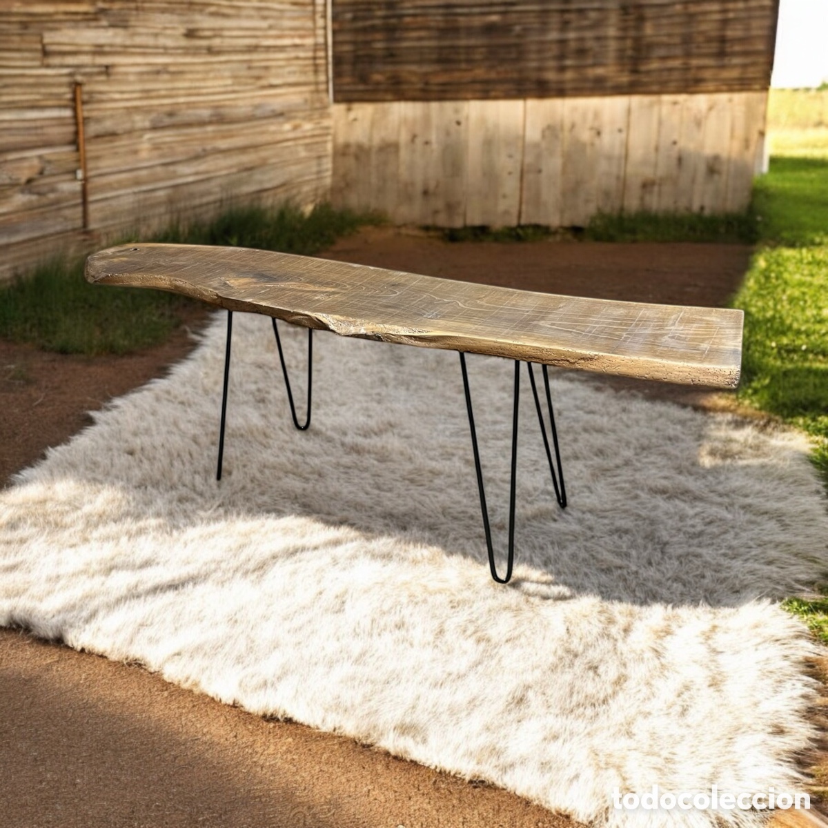 Antig&uuml;edades: Mesa de centro de madera y hierro - Foto 2