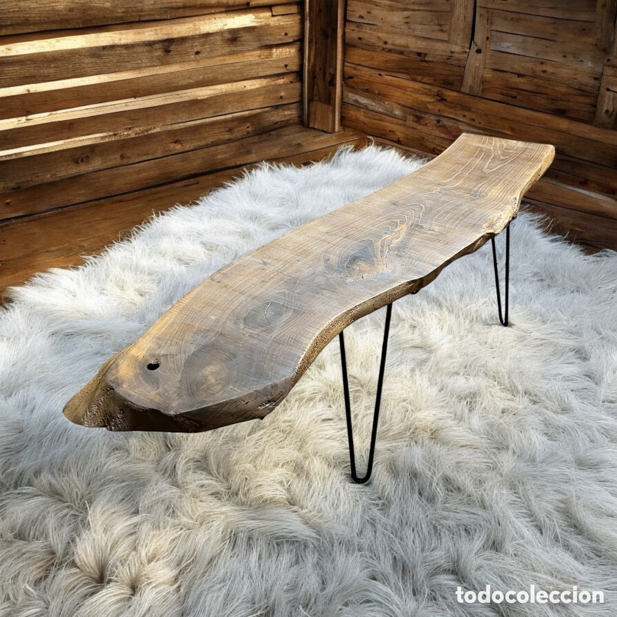 Antig&uuml;edades: Mesa de centro de madera y hierro - Foto 3