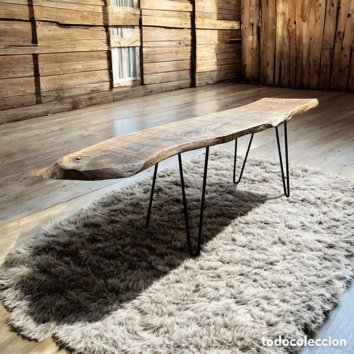 Antig&uuml;edades: Mesa de centro de madera y hierro - Foto 1