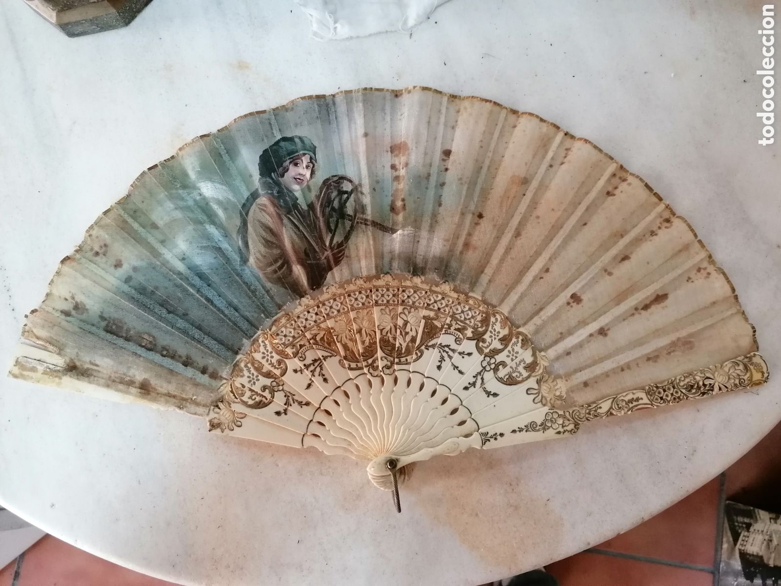Antig&uuml;edades: Antiguo abanico 1900 pintado - Foto 1