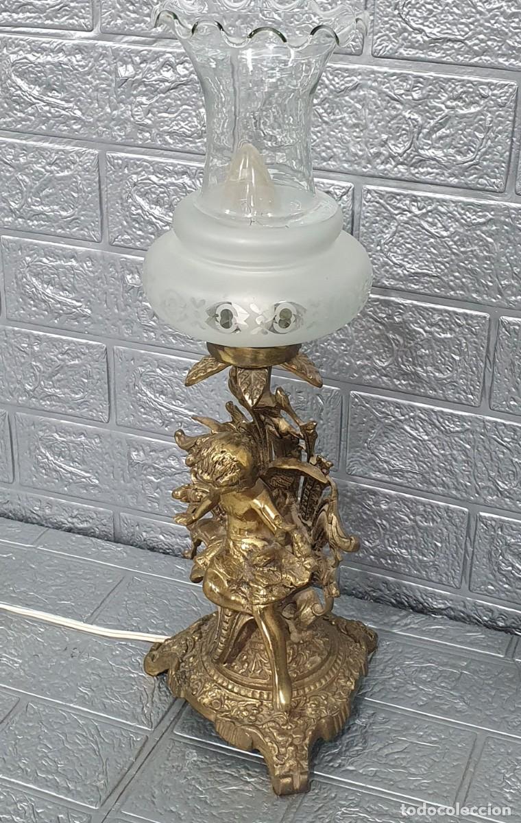 Antig&uuml;edades: Lampara, aplique de bronce querub&iacute;n - Foto 4