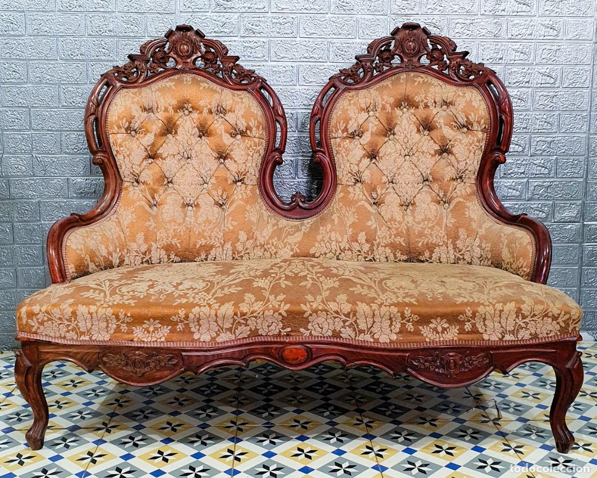 Antig&uuml;edades: Sof&aacute; div&aacute;n de caoba estilo barroco - Foto 1