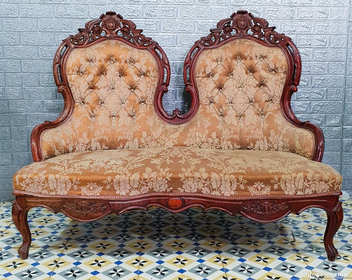 Antig&uuml;edades: Sof&aacute; div&aacute;n de caoba estilo barroco - Foto 2
