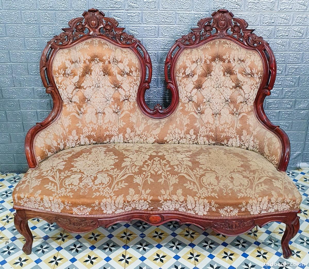 Antig&uuml;edades: Sof&aacute; div&aacute;n de caoba estilo barroco - Foto 3