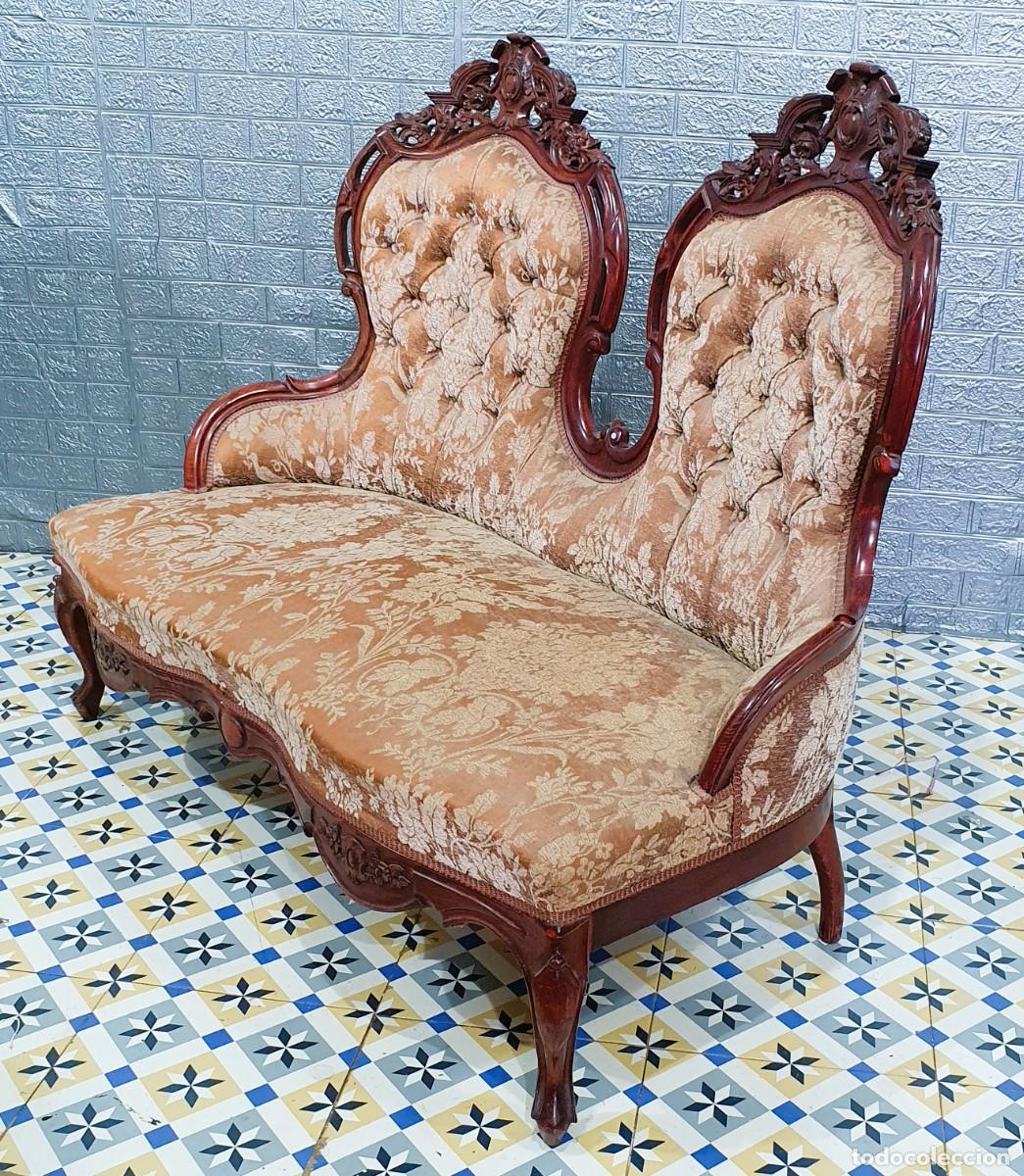 Antig&uuml;edades: Sof&aacute; div&aacute;n de caoba estilo barroco - Foto 4