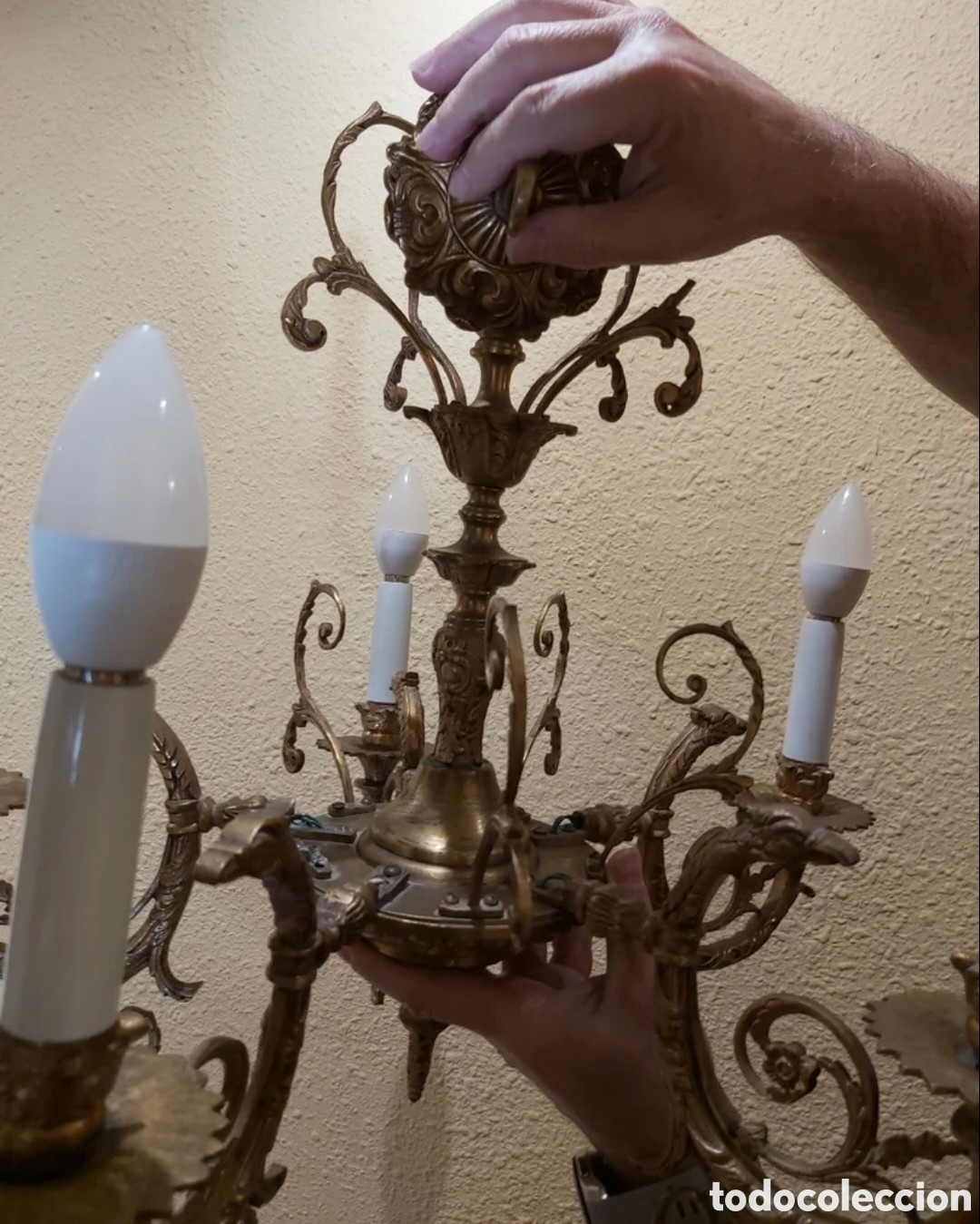 Antig&uuml;edades: Aparato de luz de bronce puro - Foto 2