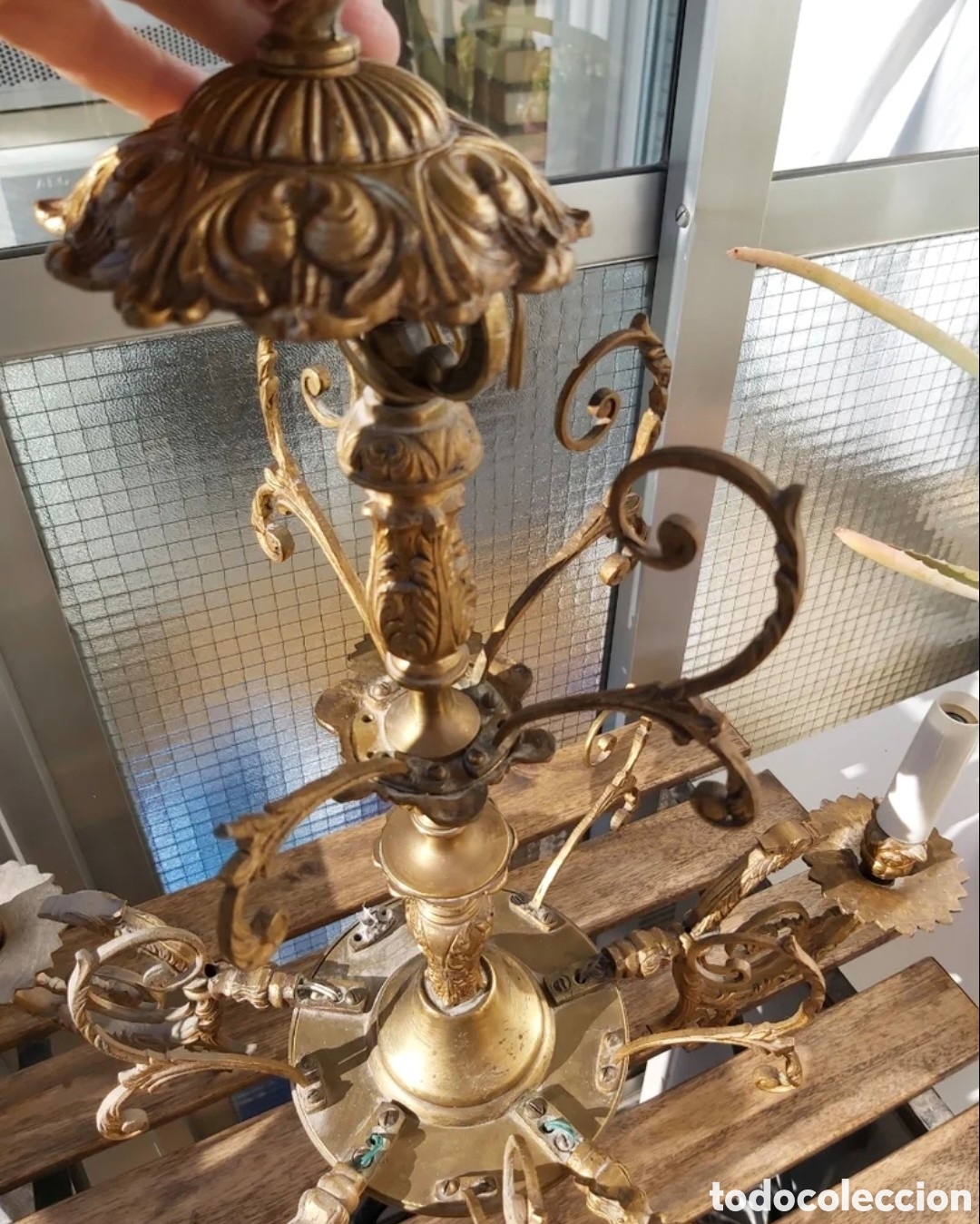 Antig&uuml;edades: Aparato de luz de bronce puro - Foto 5