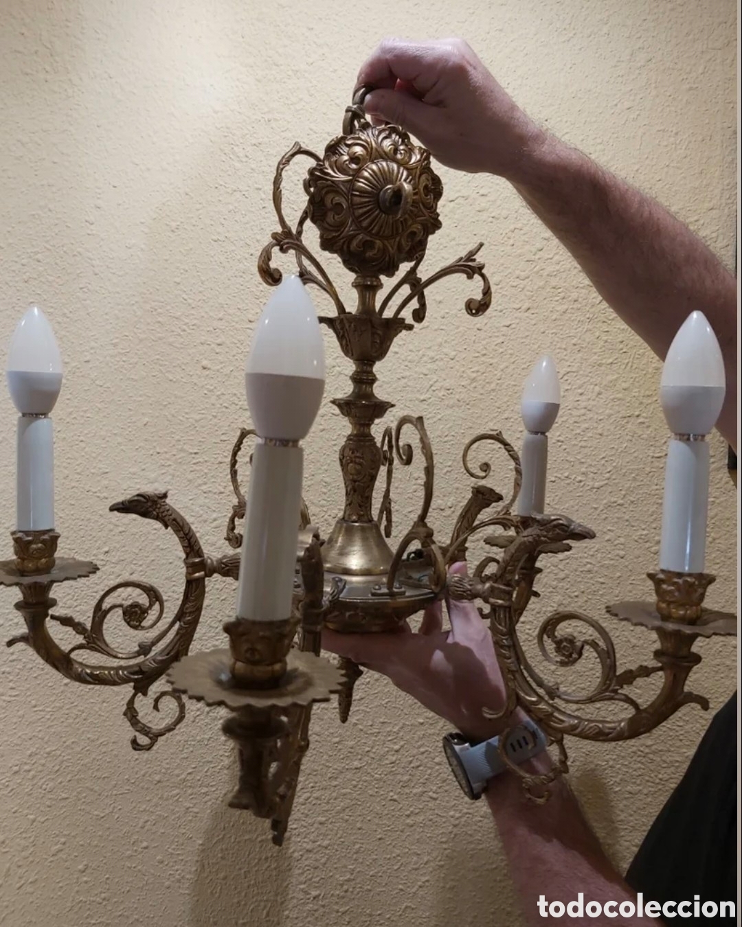 Antig&uuml;edades: Aparato de luz de bronce puro - Foto 1